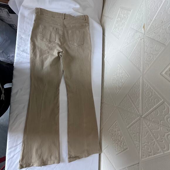 HYFVE Size Large tan slight bell bottom pants stretch see slit on bottoms decor - Picture 10 of 14